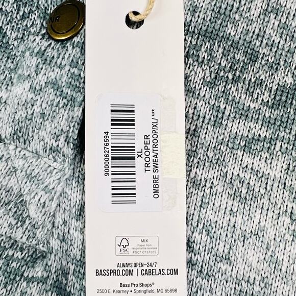 NWT Natural Reflections Bass Pro Cabelas Mens XL Ombré Snap Neck Gorpcore - Picture 7 of 9